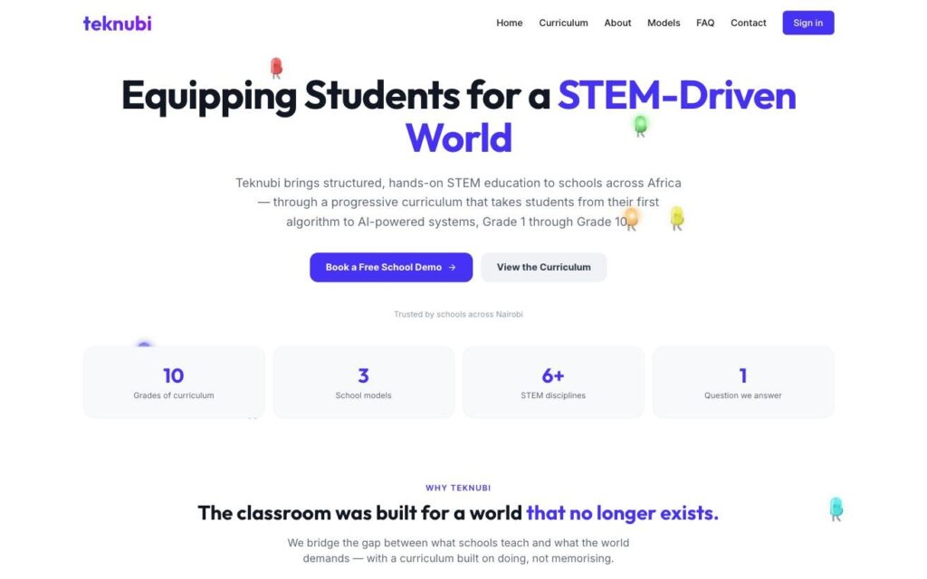 Teknubi STEM education platform, desktop view