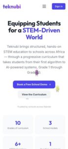 Teknubi STEM education platform, phone view